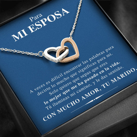 Collar Corazones Entrelazados con tarjeta dedicada